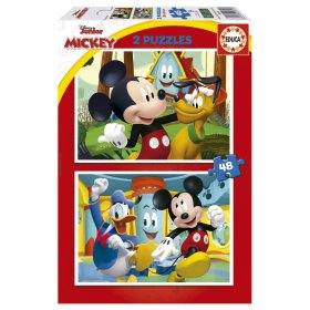 Пъзел 2 в 1 Educa, Mickey Mouse, Забавна къща, 2 x 48 части