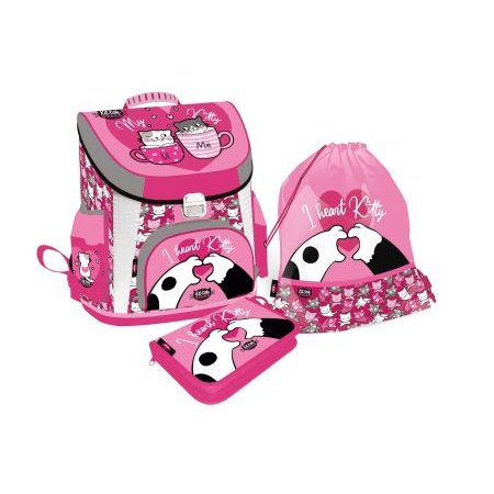 LIZZY CARD KITTOK Heart Kitty комплект 3 в 1 - раница, несесер, спортна торба