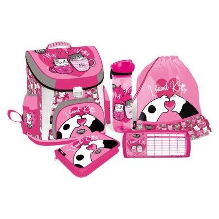LIZZY CARD KITTOK Heart Kitty комплект 5 в 1 - раница, несесер, спортна торба, бутилка, кутия за храна