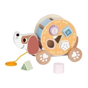 Дървен сортер и играчка за дърпане, Куче
