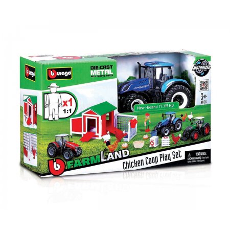 Bburago - Комплект ферма с трактор и кокошарник, New Holland T7.315 HD