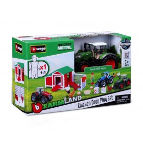 Bburago - Комплект ферма с трактор и кокошарник, Fendt 1050 Vario