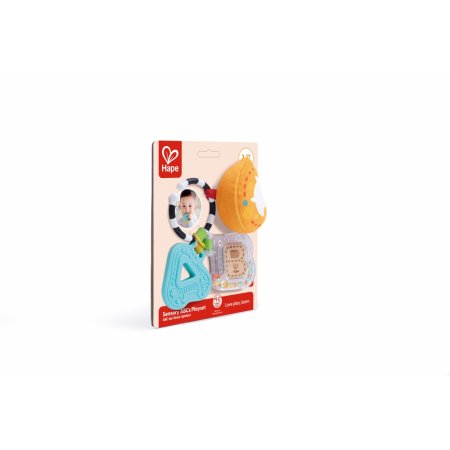 Бебешка сензорна играчка, Hape, Гризалка, дрънкалка и плюшена играчка ABC