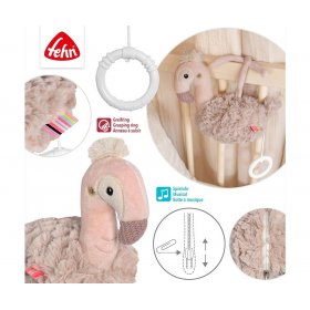 babyFEHN - Мека музикална играчка Фламинго Lazy, Crazy & Pink, 18 см
