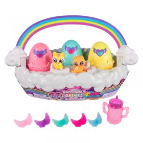 Игрален комплект яйца Spin Master Hatchimals Alive Neon Rainbow Spring Basket