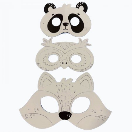 Комплект за оцветяване Raya Toys Маски с животни, 3 бр.