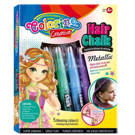 Colorino - Комплект пастели за коса Girls металик 5 цвята