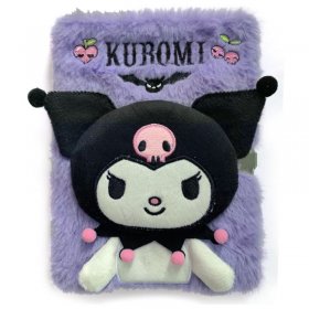 Лилава плюшена тетрадка A5 Kuromi 3D