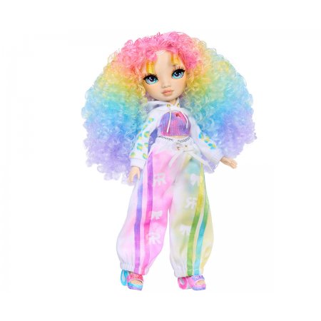 Кукла Rainbow High - Кукла с маркери за издухване, с дълга къдрава коса и панталон