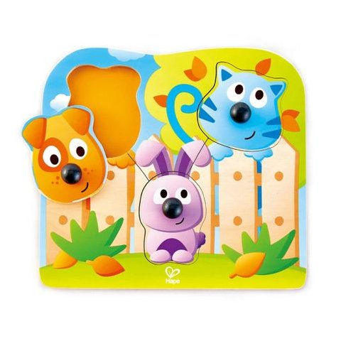Hape - Дървен пъзел за бебета Животни