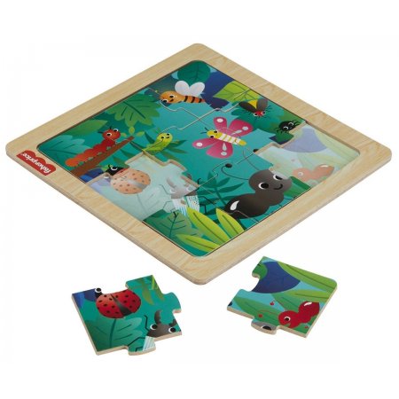 Дървен мини пъзел Fisher Price, насекоми и буболечки