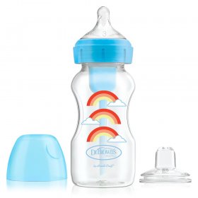 Dr Browns - Преходно шише Wide-Neck Options+ Blue Rainbows 270ml WB91605-P3