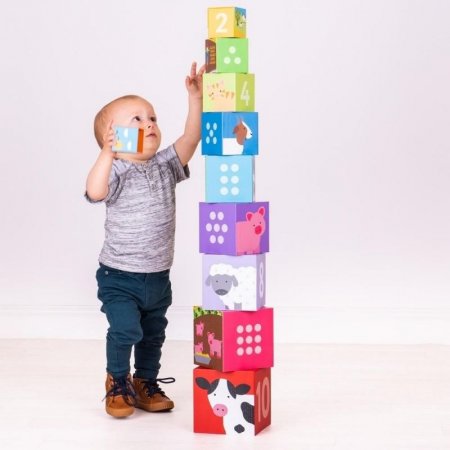 Bigjigs - Детски кубчета за подреждане - Ферма