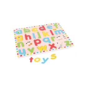 Bigjigs - Дървен пъзел с малки букви - Английската азбука