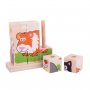 Bigjigs - Дървени кубчета за нанизване - Домашни животни BB104