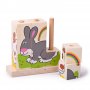 Bigjigs - Дървени кубчета за нанизване - Домашни животни BB104