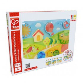 Hape - Дървен пъзел 3в1 Слънчевата долина