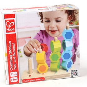 Hape - Разноцветни дървени форми за нанизване