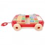 Hape - Дървена играчка, Ремарке за дърпане с дървени кубчета, 21 x 21 x 5.6 см