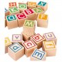 Hape - Дървена играчка, Ремарке за дърпане с дървени кубчета, 21 x 21 x 5.6 см