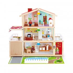 Hape - Дървена къща Имение с обзавеждане и кукли H3405
