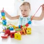 Hape - Дървени разноцветни кубчета и форми за нанизване