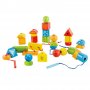 Hape - Дървени разноцветни кубчета и форми за нанизване