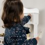 Модерна дървена кухня за игра със звуци, светлина и аксесоари - бял, бежов и златист цвят - Kruzzel