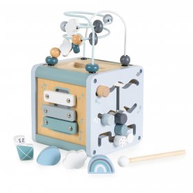 Moni toys - Дървен активен куб W11B316-син