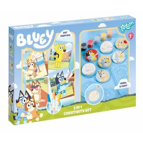 Творчески комплект, Totum, Bluey 2 в 1, Декорирай сам гипсови фигурки и картички