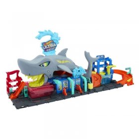 Игрален комплект Mattel Hot Wheels City Ultra Shark Car Wash, HTN82