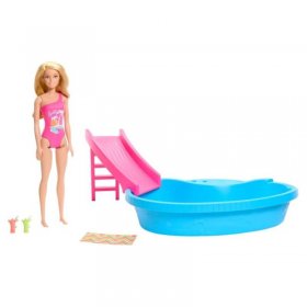 Комплект Mattel BARBIE с басейн и водна пързалка, HRJ74