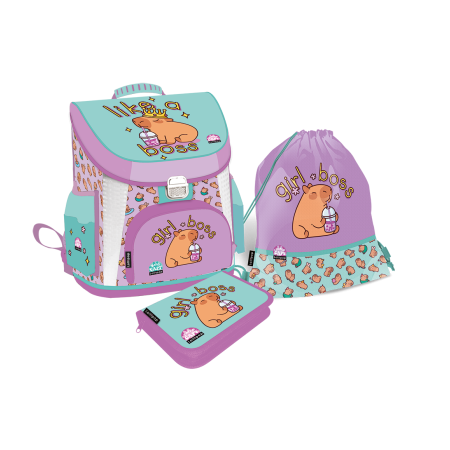 LIZZY CARD LOLLIPOP CAPYBARA комплект 3 в 1 - раница, несесер, спортна торба