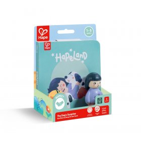 Игрален комплект, Hape, Комплект фигурки момиче и куче с книжка, 3 части
