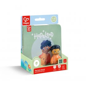 Игрален комплект, Hape, Комплект фигурки момче и коте с книжка, 3 части