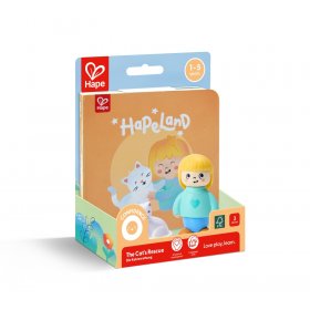 Игрален комплект, Hape, Комплект фигурки момиче и коте с книжка, 3 части
