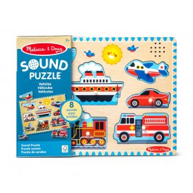Melissa & Doug - Дървен пъзел със звук: Превозни средства