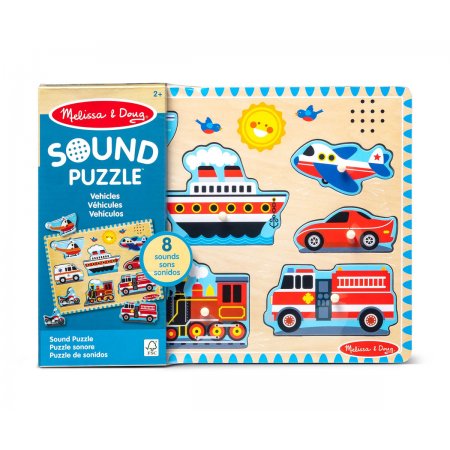 Melissa & Doug - Дървен пъзел със звук: Превозни средства