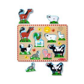 Melissa & Doug - Дървен пъзел със звук: Животни от фермата