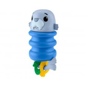 Fisher Price - Сензорна играчка и дрънкалка 2 в 1, син морж