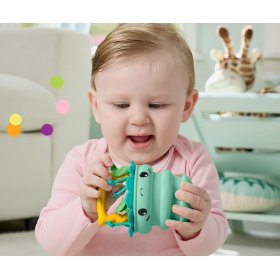 Fisher Price - Сензорна играчка и дрънкалка 2 в 1, зелена медуза