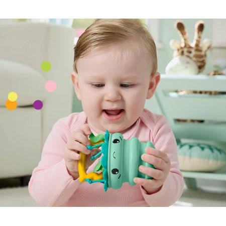 Fisher Price - Сензорна играчка и дрънкалка 2 в 1, зелена медуза