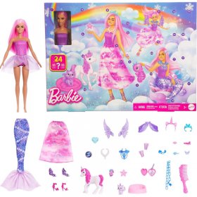Игрален комплект Mattel Barbie Advent Calendar Dreamtopia, кукла с 24 бр. аксесоари, JFL66