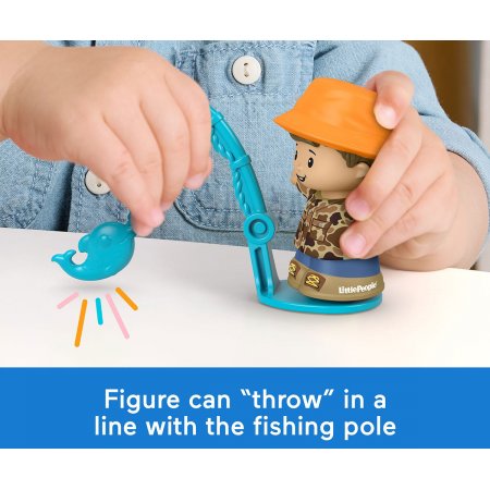 Fisher Price - Литъл пийпъл: Комплект количка с човече и аксесоари, Риболов