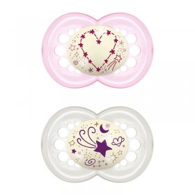 Залъгалка MAM 2бр. Night Soother Pink 6m+