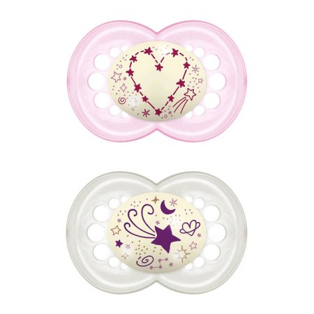 Залъгалка MAM 2бр. Night Soother Pink 6m+