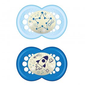 Залъгалка MAM 2бр. Night Soother Blue 12m+