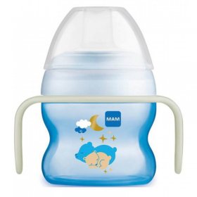 Тренировъчна чаша с дръжка MAM свети в тъмното, 150ml, син