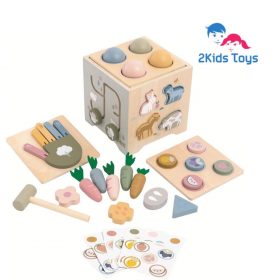 2Kids Toys Дървен занимателен куб за фина моторика