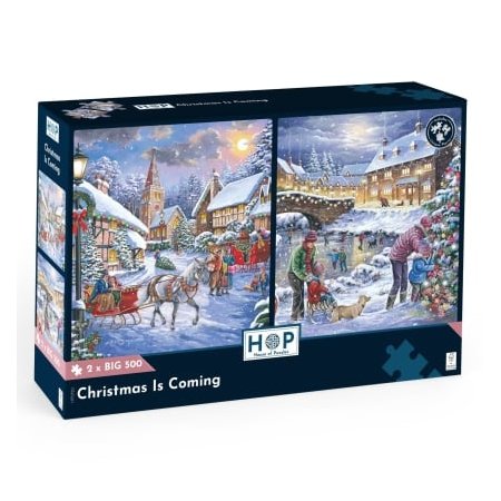 Комплект от 2 пъзела с едри части 500 - Зимни картини - The House of Puzzles